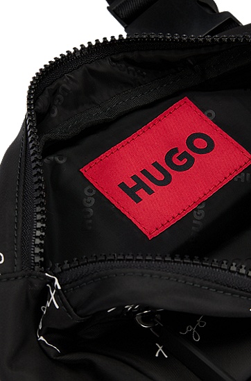 HUGO 雨果手绘徽标装饰特别面料腰包,  001_Black