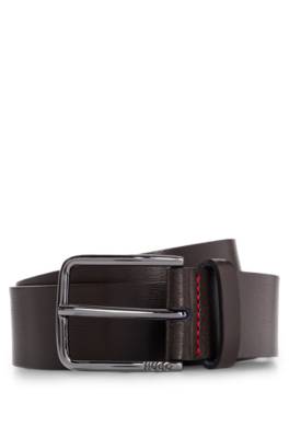 Grained-leather belt with red stitching 1