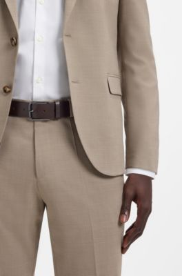 Cintura in pelle italiana con fibbia con logo inciso, Marrone scuro