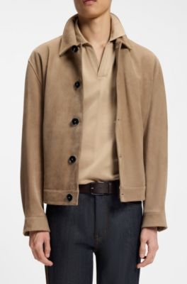 Ceinture en cuir italien avec boucle &agrave; logo grav&eacute;, Marron fonc&eacute;