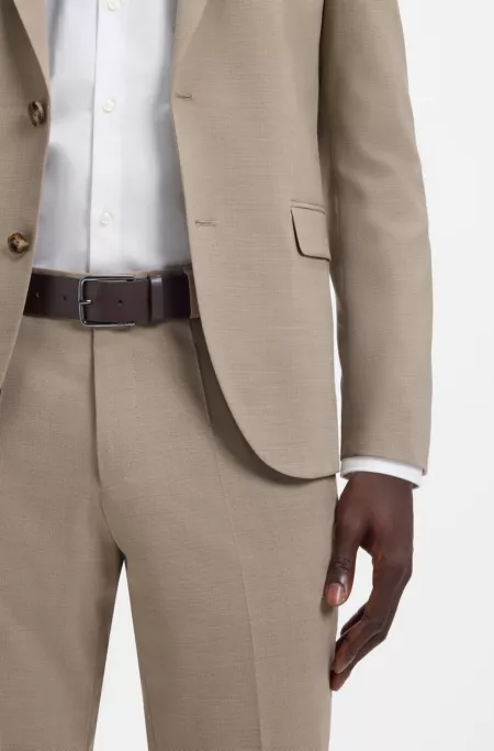 Italian-leather belt with logo-engraved buckle