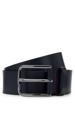 Grained-leather belt with red stitching 1
