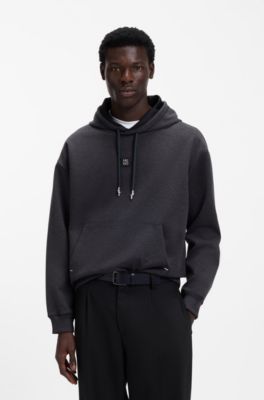 Ceinture en cuir italien avec boucle &agrave; logo grav&eacute;, Bleu fonc&eacute;