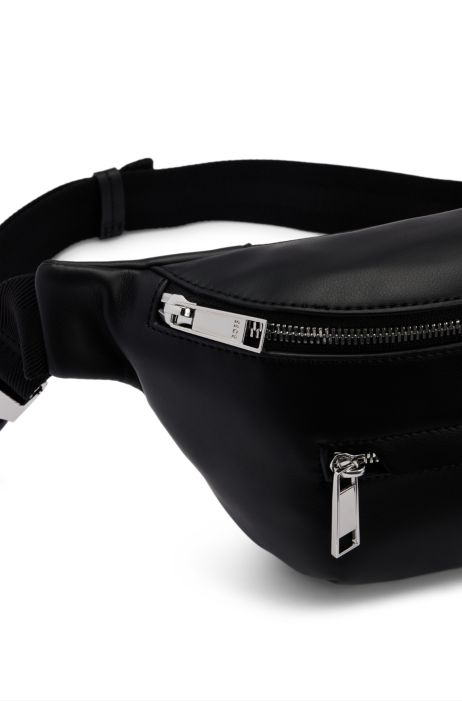 BOSS - Riñonera piel con ribete de rayas de la