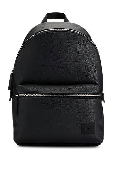 Logo-patch backpack in grained faux leather, Hugo boss