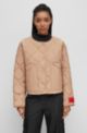 Cropped relaxed-fit jacket in quilted recycled fabric, Beige