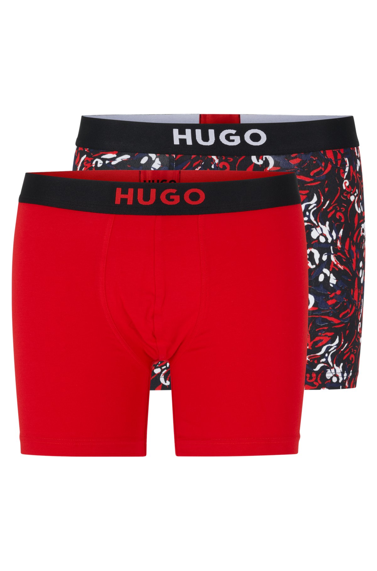 club Socialisme Scully HUGO - Two-pack of stretch-cotton boxer briefs with logos