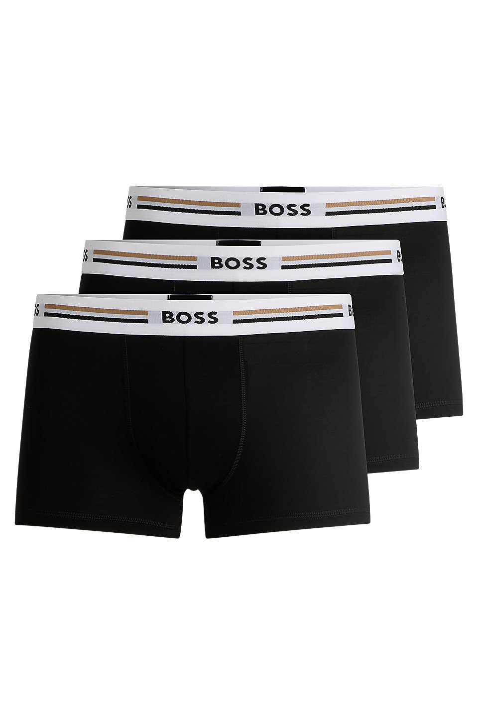 BOSS - Three-pack of soft-touch stretch trunks with logo waistbands