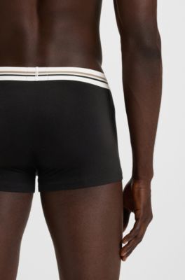 Dreierpack eng anliegende Boxershorts mit Logo- und Streifenbund, Schwarz