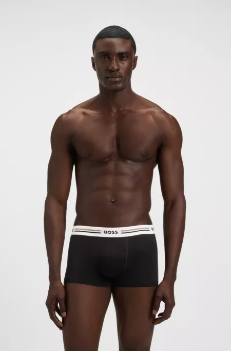 Lot de trois boxers courts avec logo et rayures à la taille