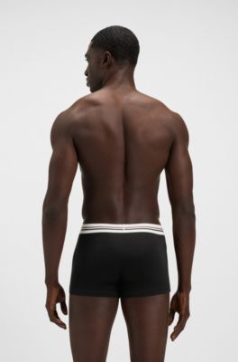 Boxer corti in confezione da tre con elastico in vita con logo e righe, Nero
