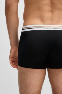 Dreierpack eng anliegende Boxershorts mit Logo- und Streifenbund, Schwarz / Grau / Gr&uuml;n