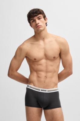 Boxer corti in confezione da tre con elastico in vita con logo e righe, Nero / Grigio / Verde