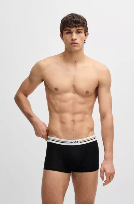 Lot de trois boxers courts avec logo et rayures à la taille