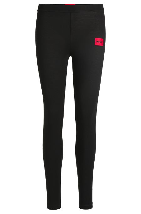 Thermal leggings with red logo label, Black