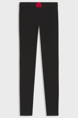 Thermal leggings with red logo label, Black