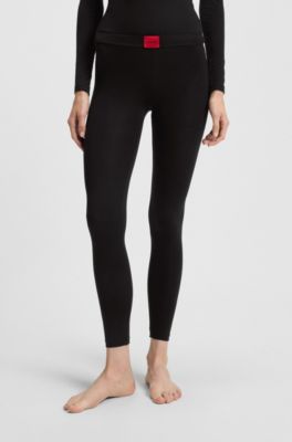 Thermal leggings with red logo label, Black
