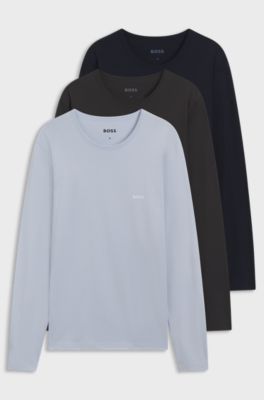 Three-pack of cotton T-shirts with logo embroidery, Blue / Grey