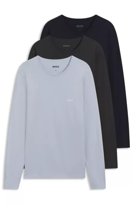 Lot de trois t-shirts en coton avec logo brodé