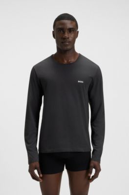 Three-pack of underwear T-shirts in cotton with logos, Black / Grey / Blue