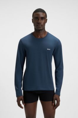 Lot de trois t-shirts en coton avec logo brod&eacute;, Noir / Gris / Bleu