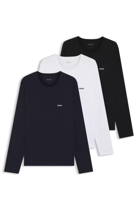 Lot de trois t-shirts en coton avec logos