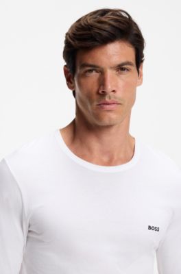 Three-pack of cotton T-shirts with logo embroidery, Black / White / Blue