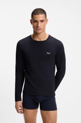 Three-pack of cotton T-shirts with logo embroidery, Black / White / Blue
