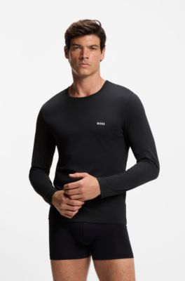 Lot de trois t-shirts en coton avec logo brod&eacute;, Noir / Blanc / Bleu