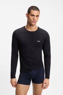 Three-pack of cotton T-shirts with logo embroidery, Black / White / Blue