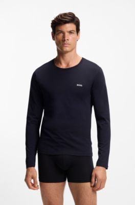 Three-pack of underwear T-shirts in cotton with logos, Black / White / Blue