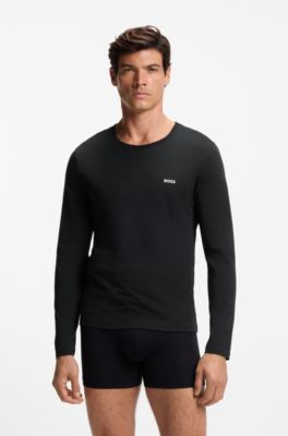 Three-pack of underwear T-shirts in cotton with logos, Black / White / Blue