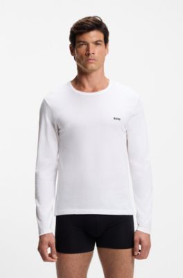 Three-pack of underwear T-shirts in cotton with logos, Black / White / Blue