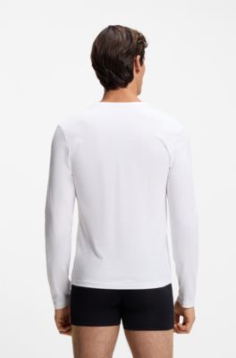 Lot de trois t-shirts en coton avec logo brod&eacute;, Noir / Blanc / Bleu