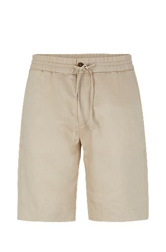 Slim-fit shorts with a straight leg, Light Beige