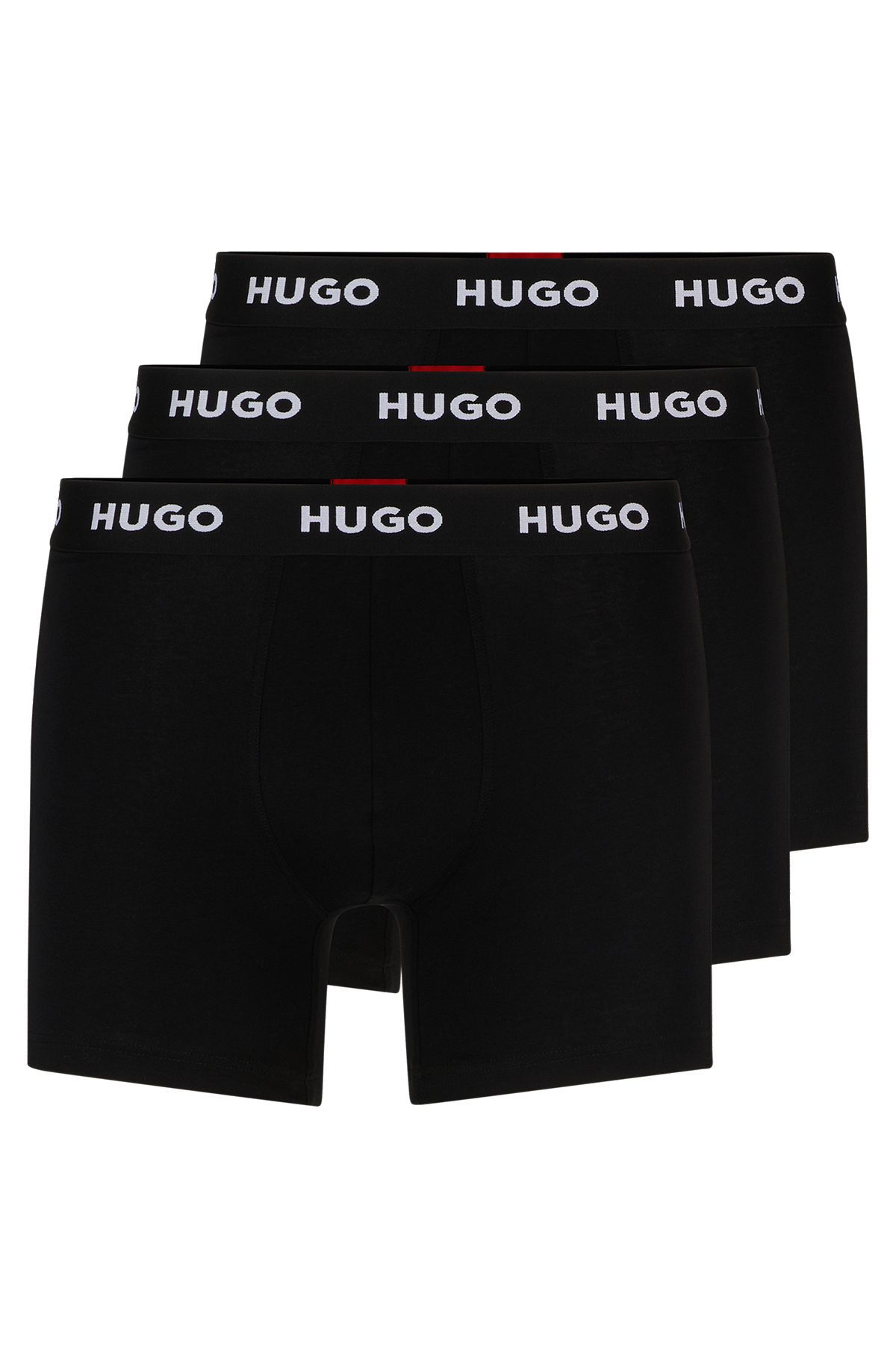 Three-pack of stretch-cotton boxer briefs with logo waistbands, Black