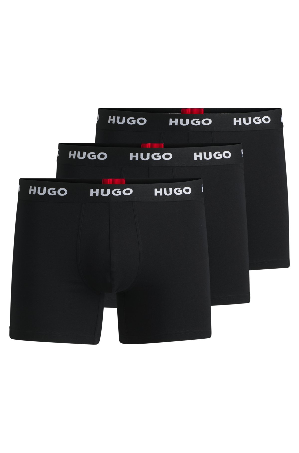 Stretch cotton boxer shorts with elastic waistband with logo in a three pack