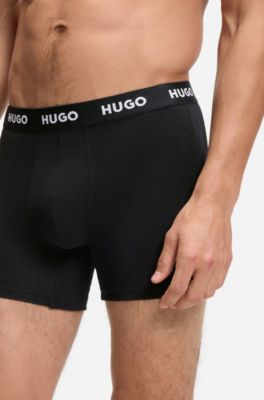 Paquete de tres calzoncillos b&oacute;xer de algod&oacute;n el&aacute;stico, Negro