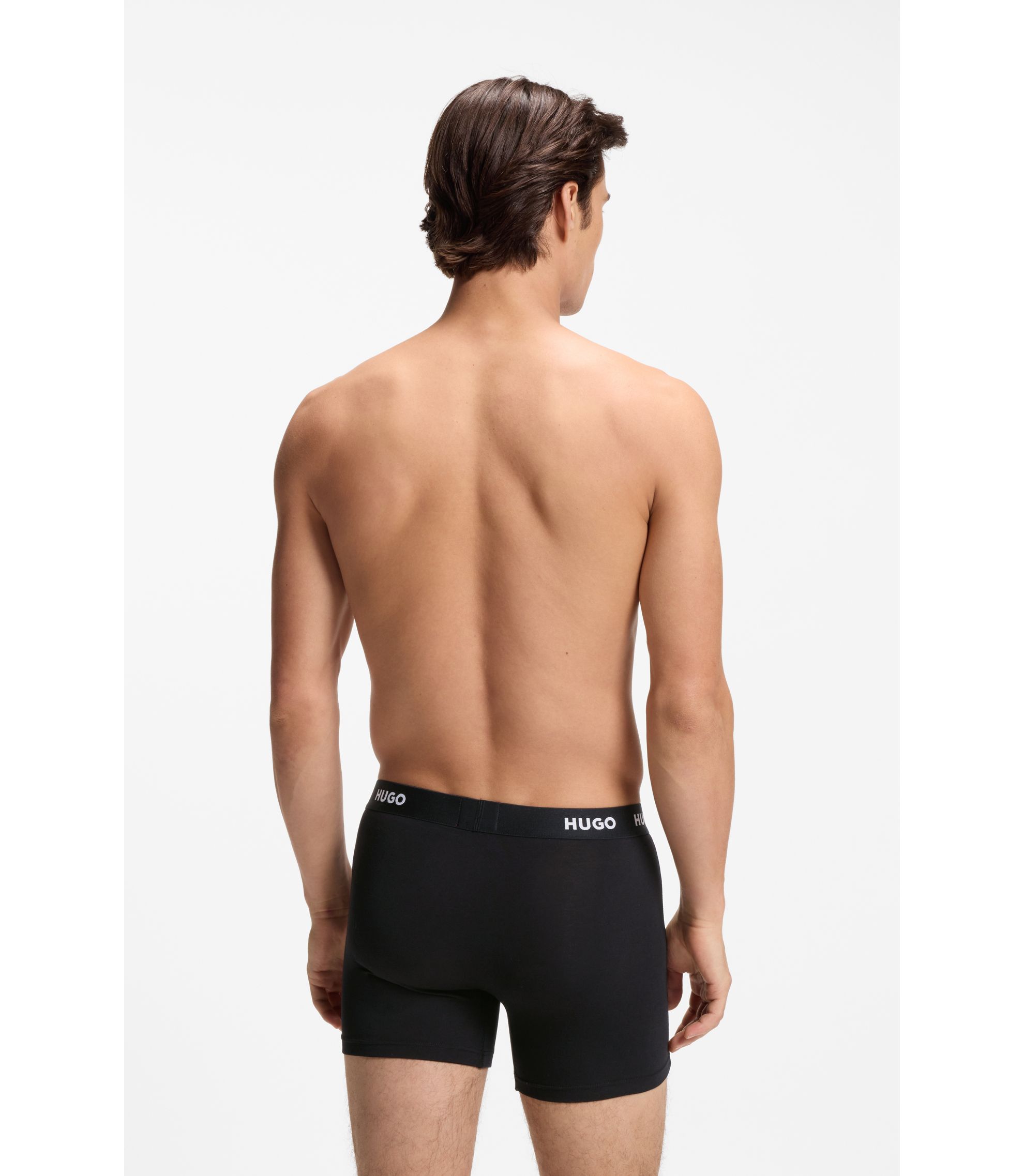 HUGO - Three-pack of boxer briefs in stretch cotton - Black