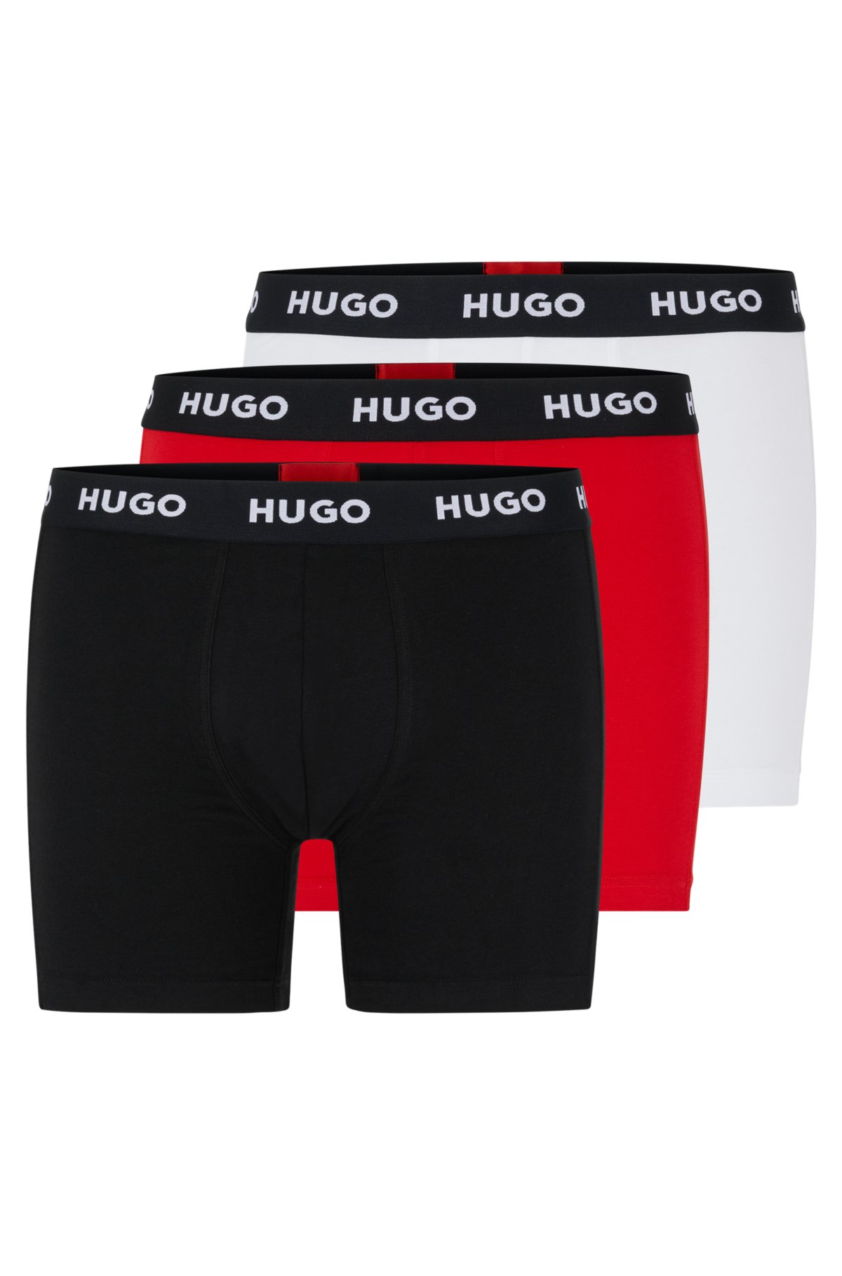 Pessimistisch Secretaris Zeestraat HUGO - Three-pack of stretch-cotton boxer briefs with logo waistbands