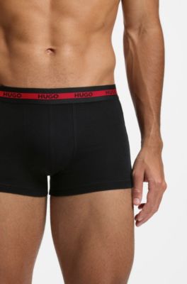 Three-pack of stretch-cotton trunks with logo waistbands, Black