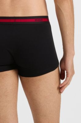 Three-pack of logo trunks in stretch cotton, Black