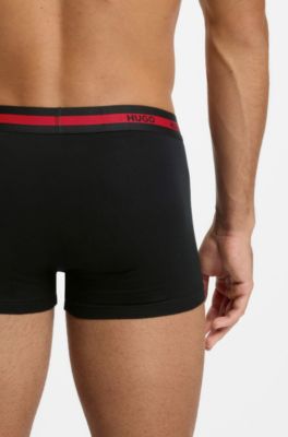 Three-pack of stretch-cotton trunks with logo waistbands, Black