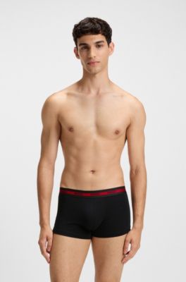 Three-pack of logo trunks in stretch cotton, Black