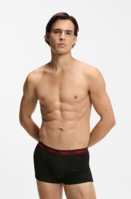 Three-pack of logo trunks in stretch cotton, Black