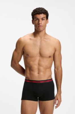 Three-pack of stretch-cotton trunks with logo waistbands, Black