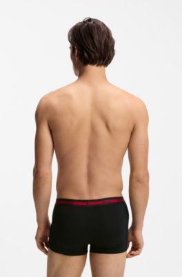 Three-pack of stretch-cotton trunks with logo waistbands, Black