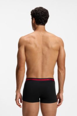 Three-pack of stretch-cotton trunks with logo waistbands, Black