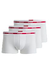 Three-pack of stretch-cotton trunks with logo waistbands, White
