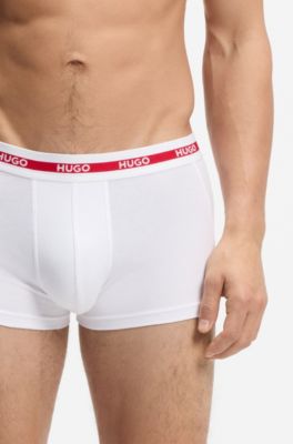 Dreierpack Boxershorts aus Stretch-Baumwolle mit Logo-Bund, Wei&szlig;